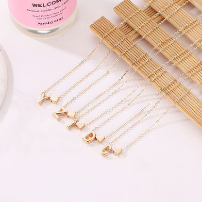 Heart Letter Necklace and Bracelet Set