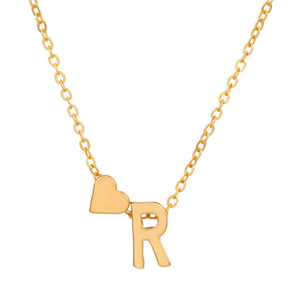 Heart Letter Necklace and Bracelet Set