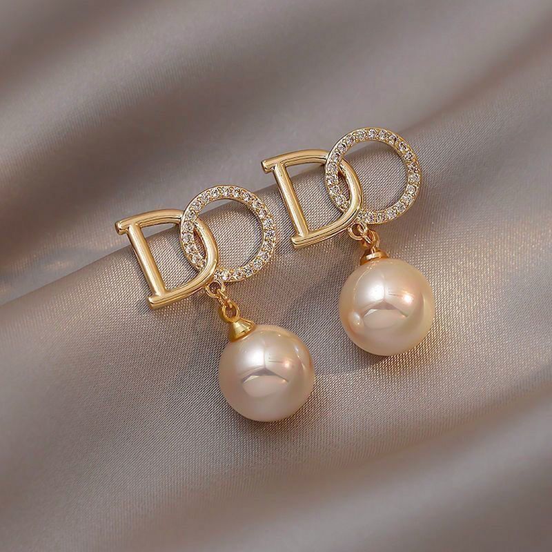 Gold Geometric Earrings with Pearl Accents