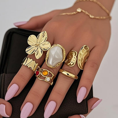 Baroque Lava Pearl Gemstone Open Ring
