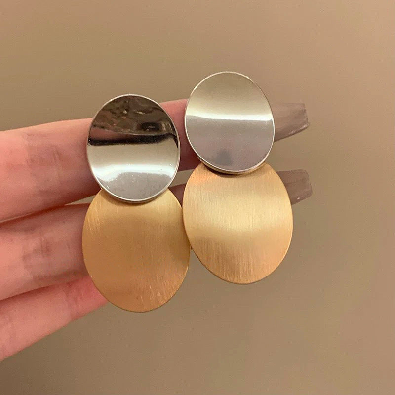 Gold Geometric Earrings with Pearl Accents