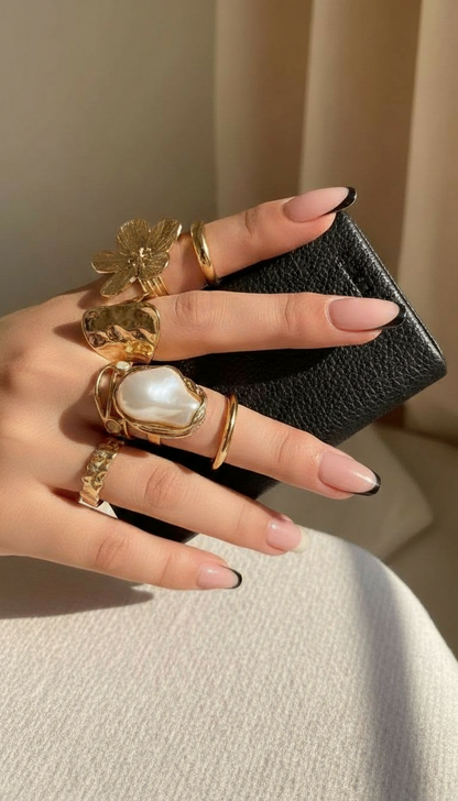 Baroque Lava Pearl Gemstone Open Ring