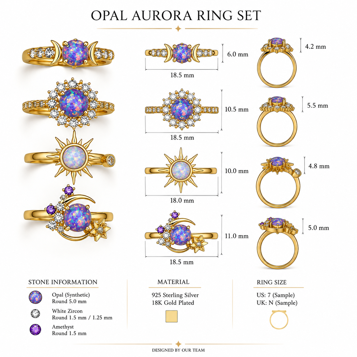 Celestial Opal Ring Set