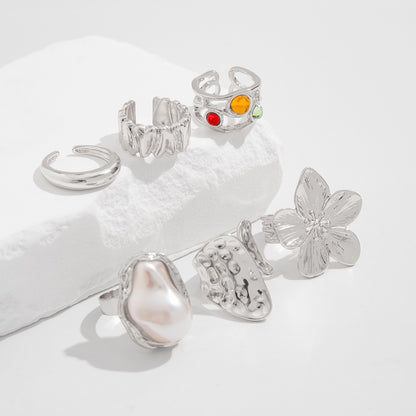 Baroque Lava Pearl Gemstone Open Ring