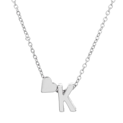 Heart Letter Necklace and Bracelet Set