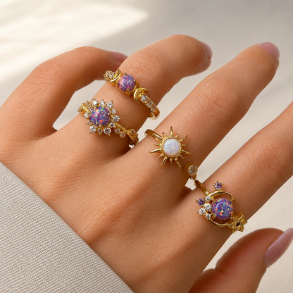 Celestial Opal Ring Set