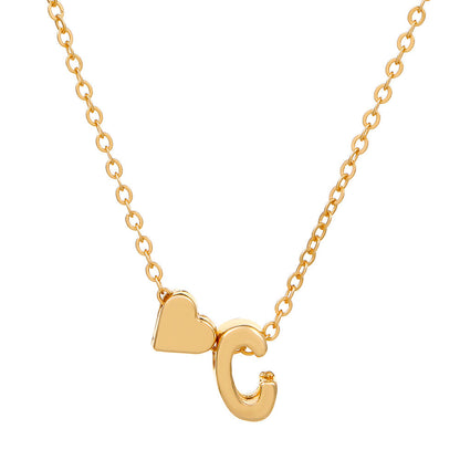 Heart Letter Necklace and Bracelet Set