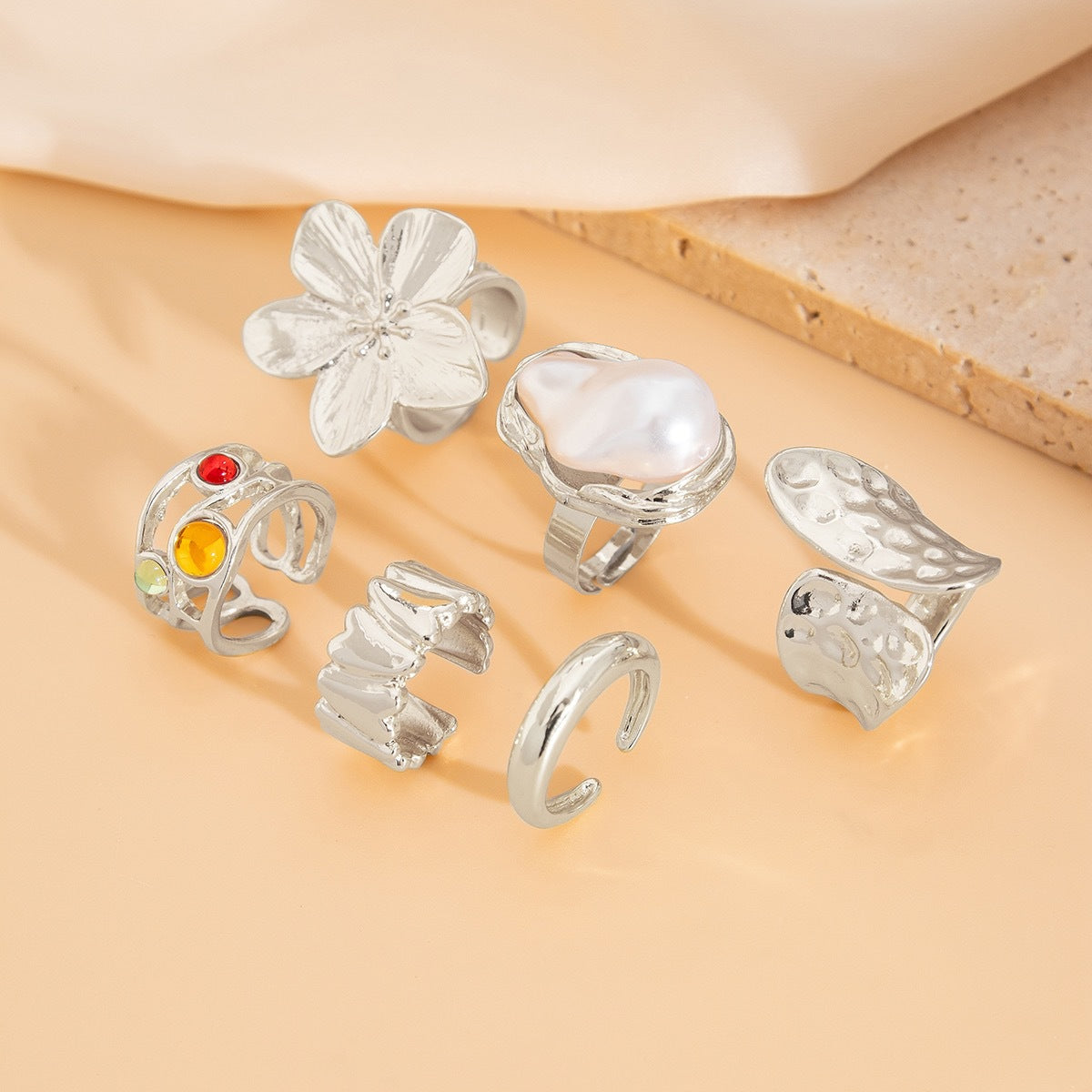 Baroque Lava Pearl Gemstone Open Ring