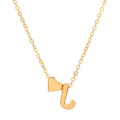 Heart Letter Necklace and Bracelet Set