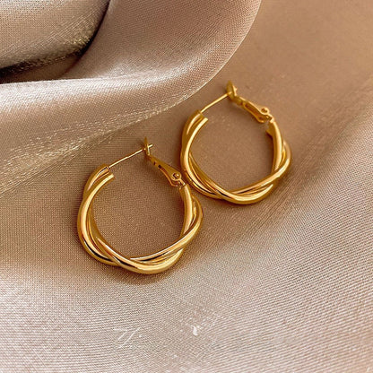 Gold Geometric Earrings with Pearl Accents