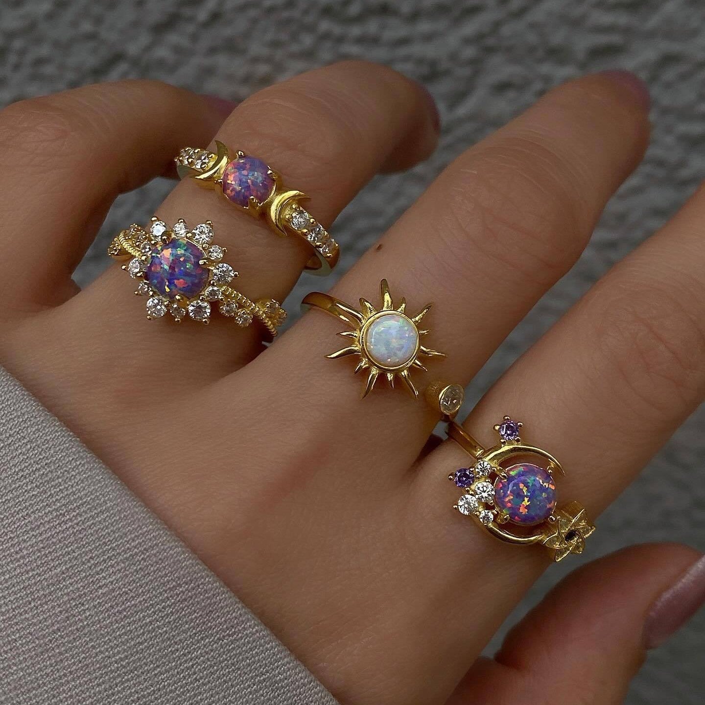 Celestial Opal Ring Set
