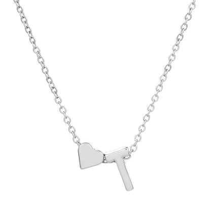 Heart Letter Necklace and Bracelet Set