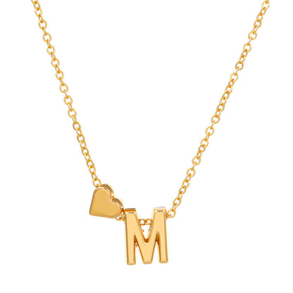 Heart Letter Necklace and Bracelet Set