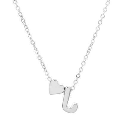 Heart Letter Necklace and Bracelet Set
