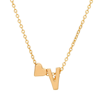 Heart Letter Necklace and Bracelet Set