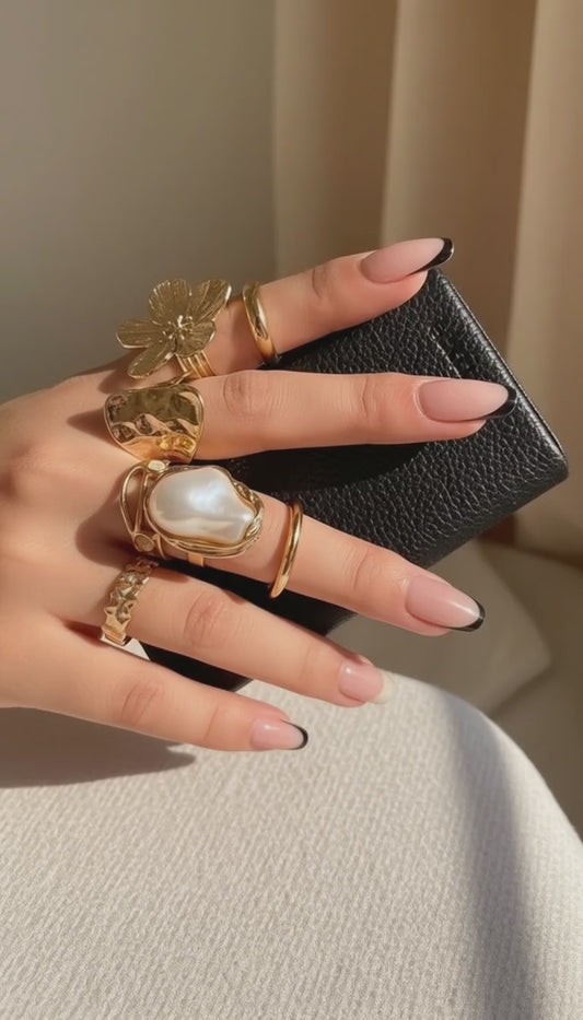 Baroque Lava Pearl Gemstone Open Ring
