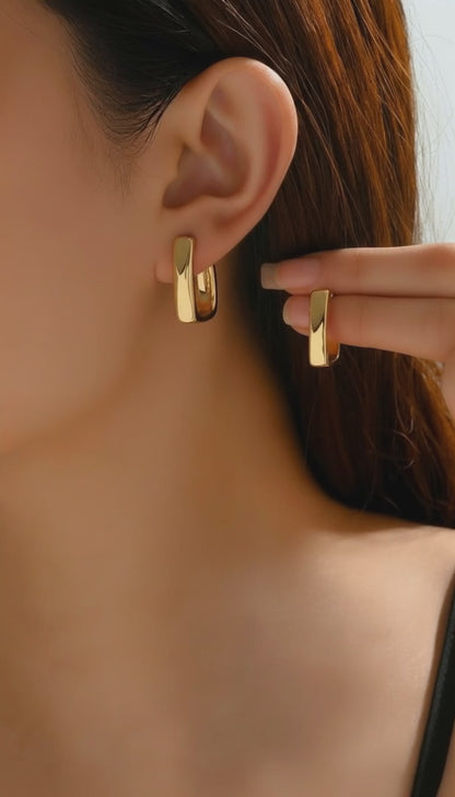 Gold Geometric Earrings with Pearl Accents